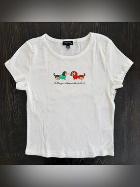 Originality Kids White Short-Sleeve Tee with Dachshund Graphic